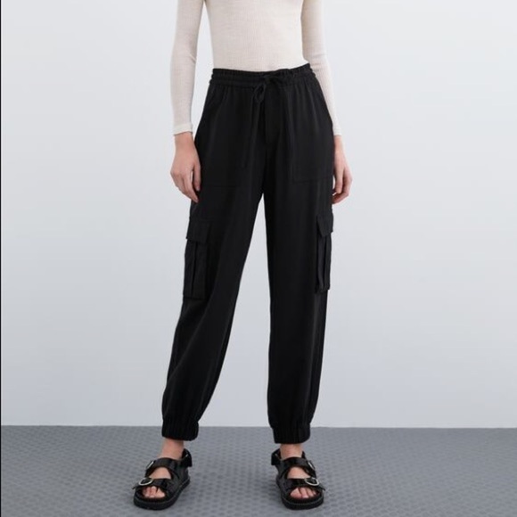 ZARA Blk Cargo Pants XS - Picture 2 of 7